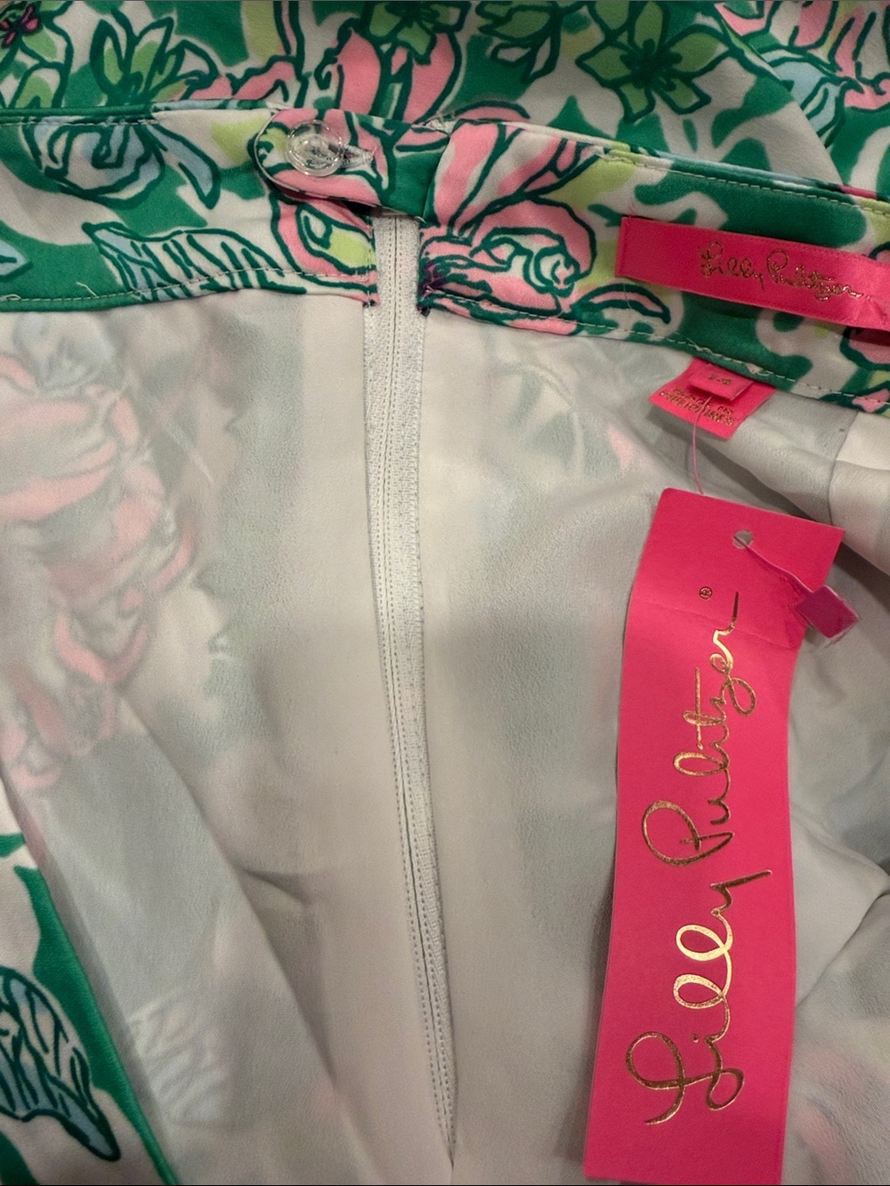 Lilly Pulitzer Green Floral Rennox Midi Skirt with Pink Accents - Picture 7 of 7